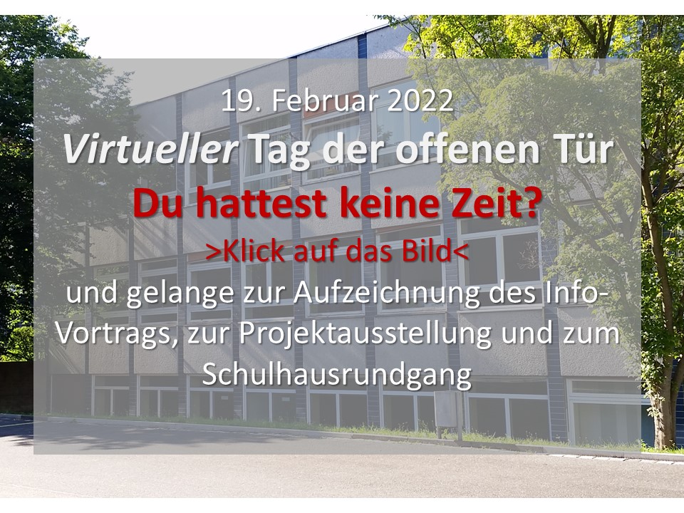 Virtueller Tag der offenen Tür 19.02.2022 - link zum virtuellen Raum